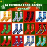 Jeasona Adventskalender Socken 2026 – 12 Paar lustige Lebensmittel-Designs für Kinder – Bild 3