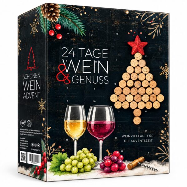 BOXILAND® Wein Adventskalender 2026 – 24 Weine à 0,25 l Rot, Weiss & Rosé
