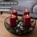 INSPINOVIA LED Echtwachs Kerzen 4er Set Rot – Adventskränze mit Fernbedienung & Timer – Bild 2