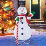 COSTWAY LED Schneemann 150 cm – Beleuchtete Weihnachtsdeko mit 180 Lichtern für innen & aussen