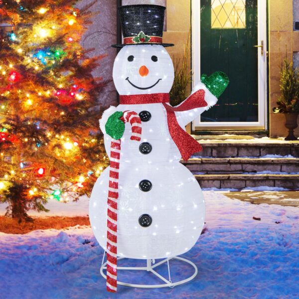 COSTWAY LED Schneemann 150 cm – Beleuchtete Weihnachtsdeko mit 180 Lichtern für innen & aussen