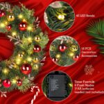 Ulinek Weihnachtskranz 40 cm mit 40 LED & PE-Tannennadeln – Batteriebetrieben für Haustür – Bild 6