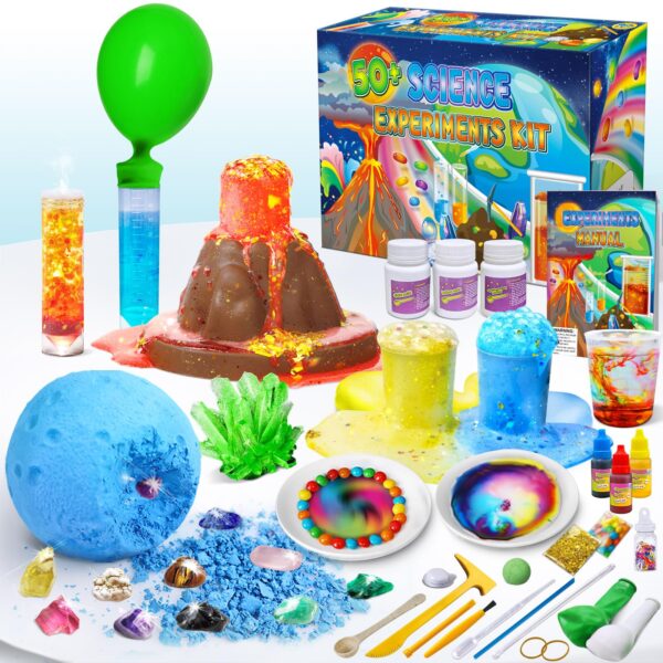 UNGLINGA 50+ Wissenschaft Experimente Kit – STEM Lernset für Kinder mit Vulkan & Edelstein