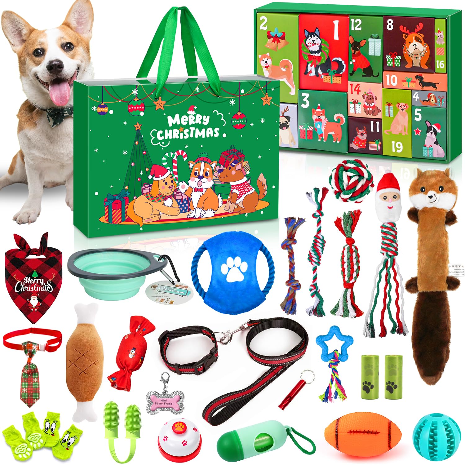 iZoeL Adventskalender 2026 für Hunde – 24 Spielzeuge & Zubehör Weihnachtsgeschenk