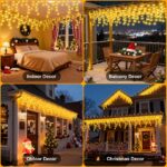 Gcstnn Eisregen Lichterkette 20m 480 LEDs Warmweiss – Weihnachtsdeko mit Timer für Aussen – Bild 7