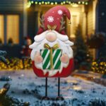 61 cm Weihnachtswichtel Metall mit Rentiergeweih – Gartendeko Innen & Aussen – Bild 9