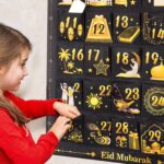 DPKOW Ramadan Kalender 111x69cm zum Befüllen – 30 Stofftaschen Schwarz-Gold – Bild 6