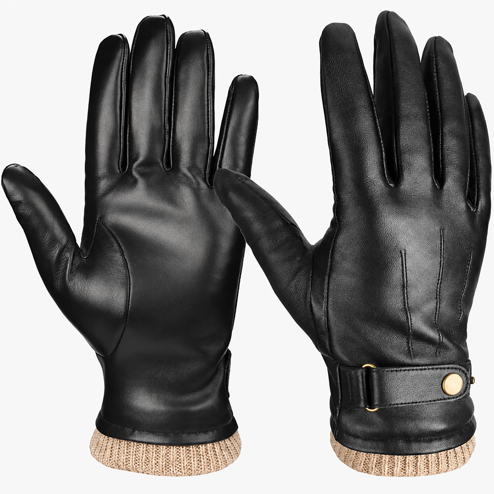 81jEwqxiiML._SY2000_.jpg OZERO Lederhandschuhe Herren mit Touchscreen & Wollenfütterung – Premium Schafsleder für Winter – Bild 1