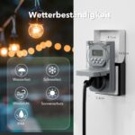 HBN 2er Digitale Zeitschaltuhr Steckdose Außen – 8 Programme & Zufallsfunktion IP44 – Bild 6