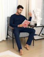Aseniza Herren Schlafanzug Lang aus 100% Baumwolle – Gemütlicher Pyjama S–3XL – Bild 3