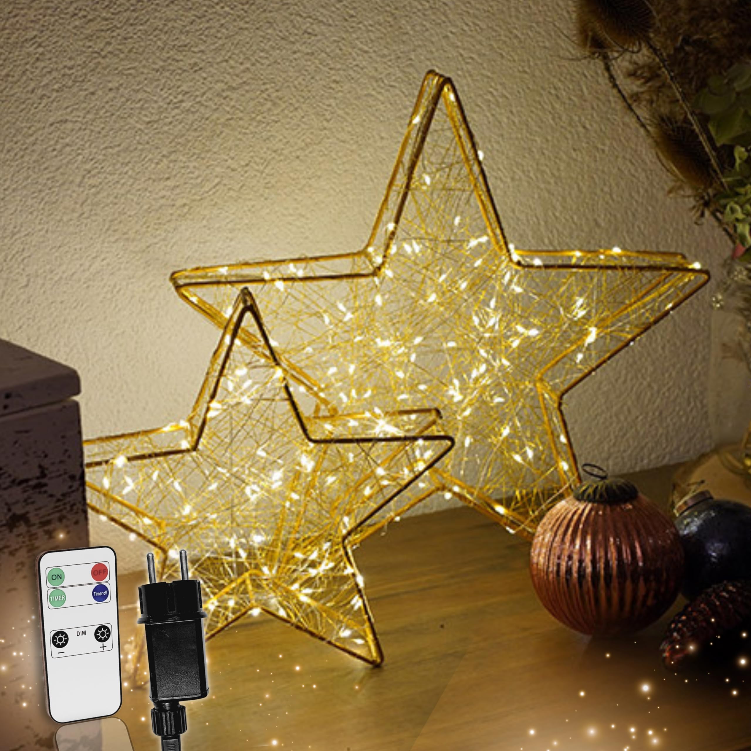 81jw-WtSDhL._SY2560_.jpg LED Weihnachtsstern Gold 160 LEDs mit Fernbedienung & Timer – dimmbar für Innen & Außen – Bild 1