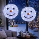 Qedertek LED Weihnachtslaterne 2er-Set 30cm – Schneemann Deko mit 40 LEDs & 8 Modi – Bild 7