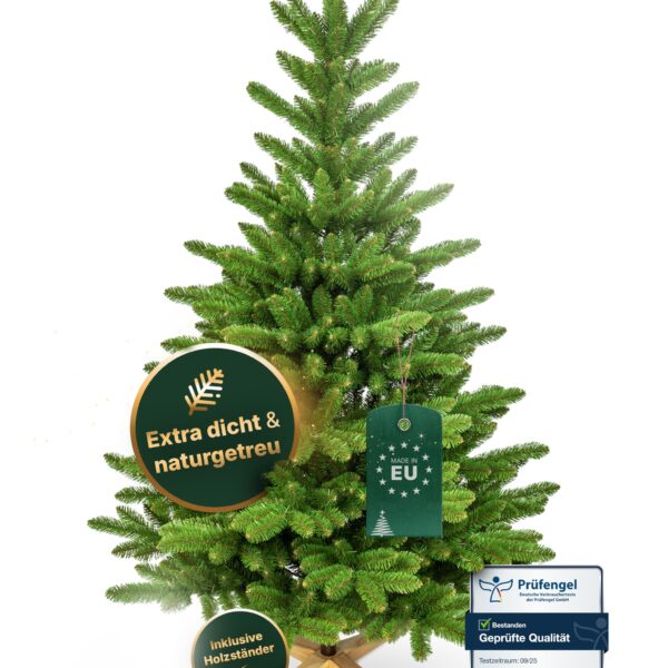 TreesHouse Weihnachtsbaum Nordmanntanne 180cm – Künstlicher Tannenbaum mit FSC-Holzständer