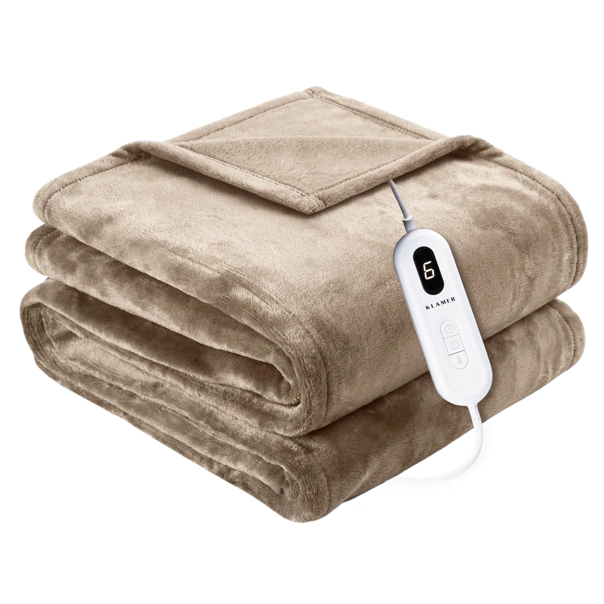 KLAMER Wärmedecke 180x130 cm mit 9 Heizstufen – Elektrische Heizdecke für Bett & Sofa