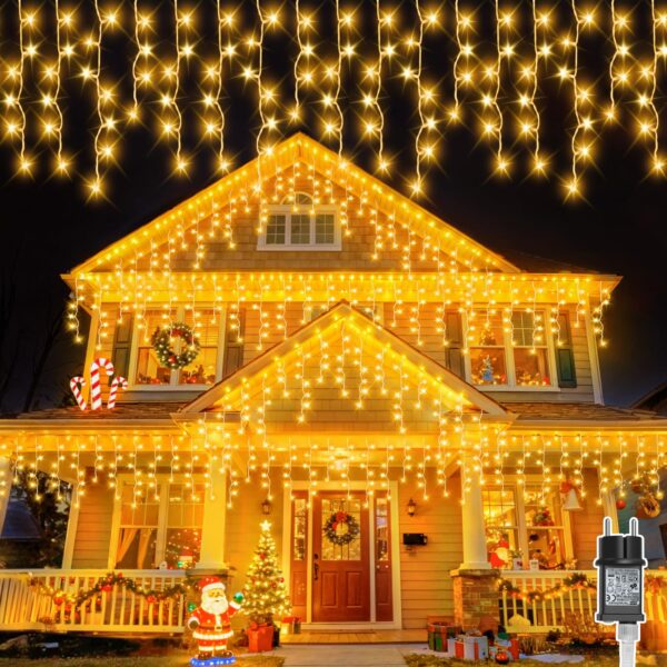 Gcstnn Eisregen Lichterkette 20m 480 LEDs Warmweiss – Weihnachtsdeko mit Timer für Aussen