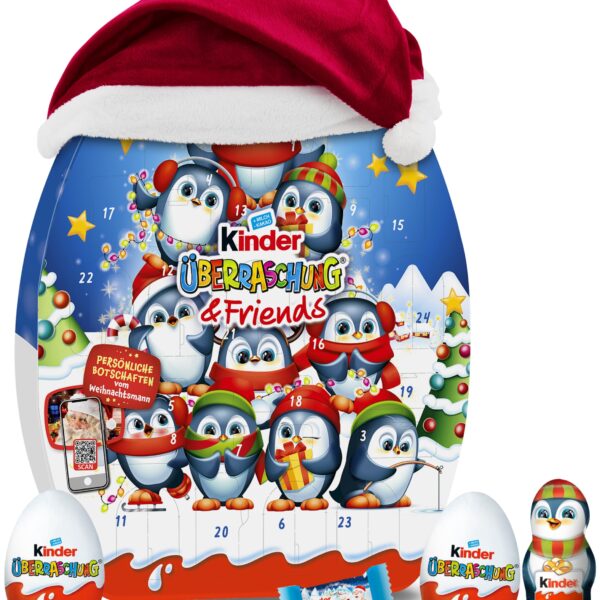 kinder Überraschung & Friends Adventskalender 2026 – 24 Überraschungen mit Weihnachtsmütze