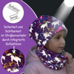 HECKBO 360° Reflektor Kinder Mütze & Loop Schal Set – Pferde Design für 2–8 Jahre – Bild 4