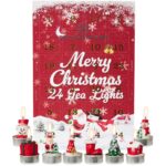 DECO EXPRESS Kerzen Adventskalender 2026 – 24 Teelichter mit Keramikhalter & Weihnachtsdeko