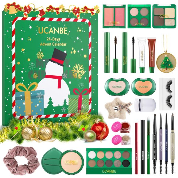 UCANBE Adventskalender Makeup 2026 – 24-teiliges Beauty-Set mit Lidschatten, Lippenstift & Tools