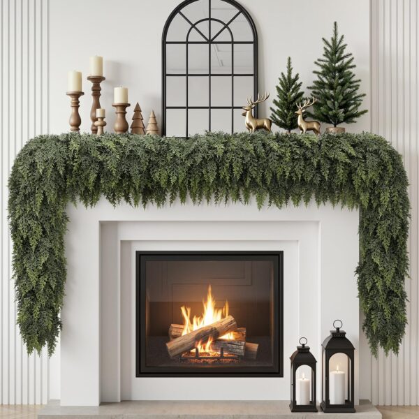 SHareconn 270 cm Weihnachtsgirlande PE-Grün – Realistische Zederngirlande für Kamin & Treppen