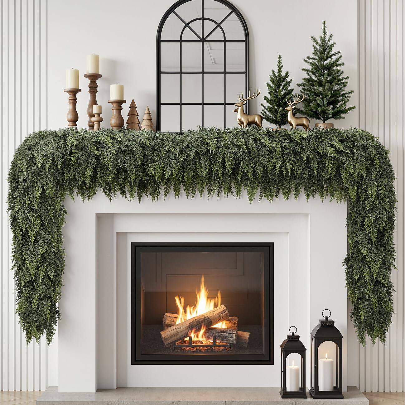 SHareconn 270 cm Weihnachtsgirlande PE-Grün – Realistische Zederngirlande für Kamin & Treppen