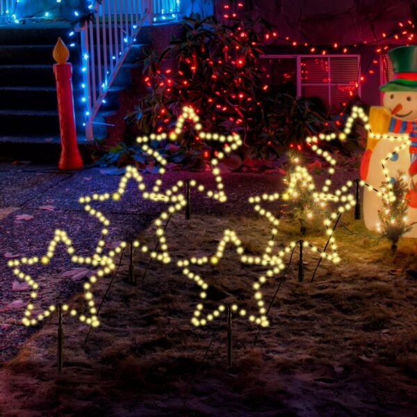 SALCAR LED Sternenlichterkette 6er Set 30cm – Warmweiss Weihnachtsdeko für Garten & Terrasse