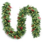 Rintea Weihnachtsgirlande 270 cm mit 50 LED-Lichtern – Künstliche Tannengirlande für Innen & Außen