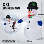 Monzana Aufblasbarer Schneemann XXL 240cm mit 20 LEDs – Weihnachtsdeko für Garten & Terrasse – Bild 3