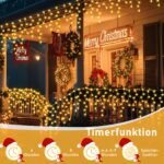 Auriostar Eisregen Lichterkette 7,5m 306 LED – Warmweiss Aussenbeleuchtung mit Fernbedienung – Bild 2