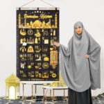 DPKOW Ramadan Kalender 111x69cm zum Befüllen – 30 Stofftaschen Schwarz-Gold – Bild 8