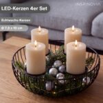 INSPINOVIA LED Echtwachs Kerzen 4er Set mit Fernbedienung & Timer – Cremeweiß – Bild 2