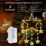 Therlan LED Weihnachtsstern 2er Set mit 62 LEDs – Batteriebetriebene Fensterdeko mit Timer & 8 Modi – Bild 3