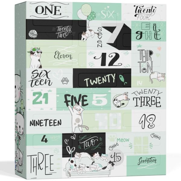 BOXILAND® Katzen-Adventskalender 2026 – 24 Snacks in 16 Sorten für tägliche Verwöhnmomente