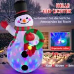 Danxilu Aufblasbarer Weihnachtsschneemann 1,83m mit rotierenden LED-Lichtern – Gartendeko – Bild 2