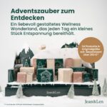 Jean & Len Adventskalender 2026 – 3D-Skilandschaft mit 24 Wellness-Produkten in Originalgrösse – Bild 2