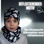 HECKBO Dinosaurier Mütze & Loop Schal Set 48-54 cm – 360° Reflektoren & Baumwolle – Bild 2