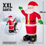 Monzana Aufblasbarer Weihnachtsmann XXL 250cm mit LED & Elektropumpe – Weihnachtsdeko Outdoor – Bild 3