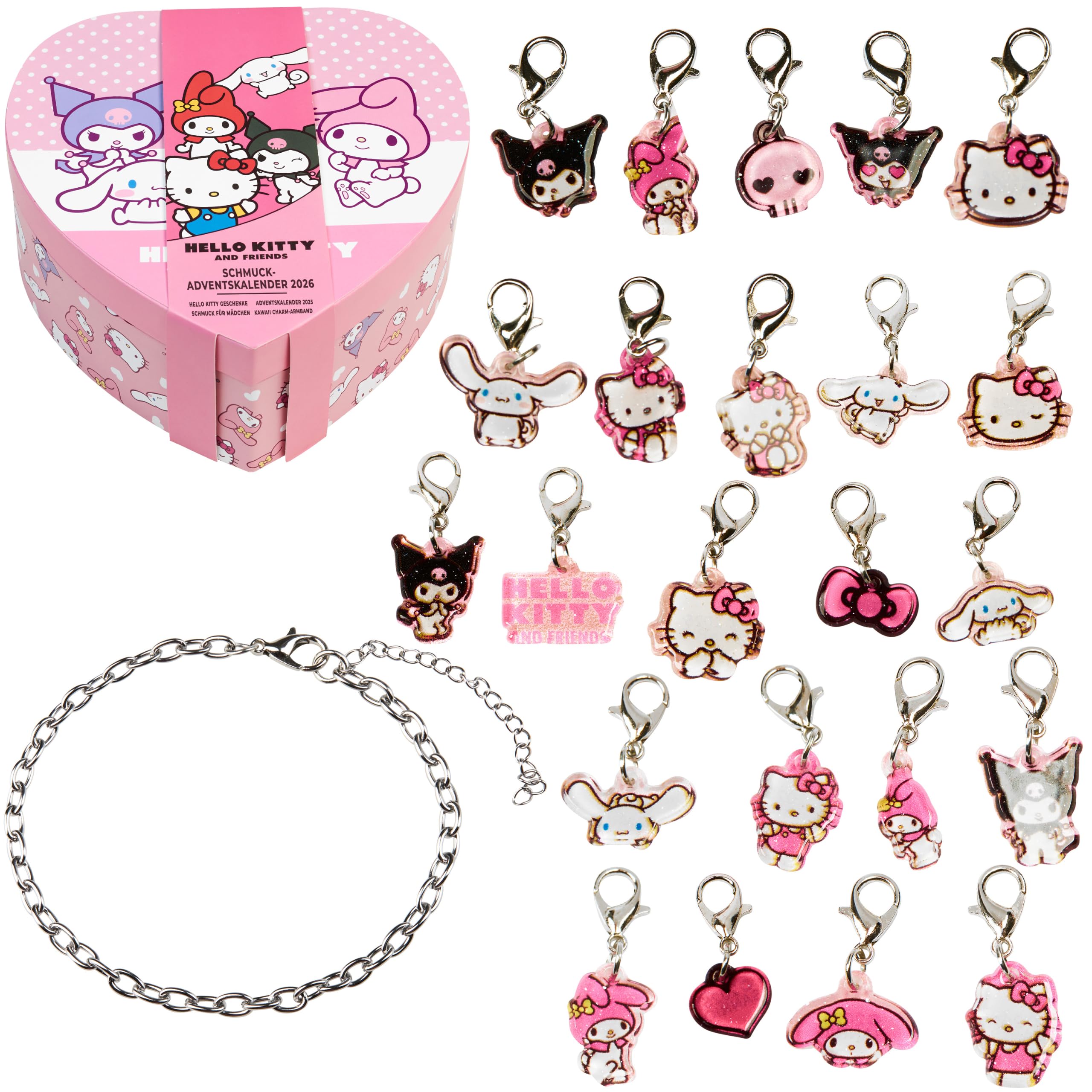 Get Trend Hello Kitty Schmuck Adventskalender 2026 – Charm Armband zum Selbstgestalten für Kinder