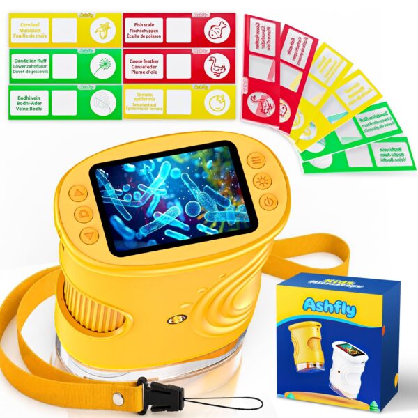 Ashfly Digitales Kindermikroskop 200x mit HD 2.0" Display – Tragbar & Wiederaufladbar