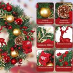 Dremisland Weihnachtskranz 44cm mit Rentier & Beerenhaufen – Künstlicher Adventskranz für Haustür – Bild 4