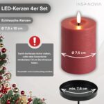 INSPINOVIA LED Echtwachs Kerzen 4er Set Rot – Adventskränze mit Fernbedienung & Timer – Bild 4