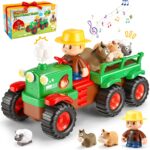 Gralal Bauernhof Traktor mit Musik & Tierfiguren – Lernspielzeug für Kleinkinder ab 1 Jahr