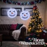 Qedertek LED Weihnachtslaterne 2er-Set 30cm – Schneemann Deko mit 40 LEDs & 8 Modi – Bild 6