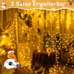 Auriostar Eisregen Lichterkette 7,5m 306 LED – Warmweiss Aussenbeleuchtung mit Fernbedienung – Bild 5