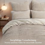 RUIKASI Flanell Bettwäsche 135x200 Beige 2teilig – Wärmende Winterbettwäsche mit Reisssverschluss – Bild 8