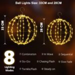 Joomer LED Leuchtkugel 2er Set 33cm & 28cm – Warmweisse Weihnachtsbeleuchtung mit Timer – Bild 3