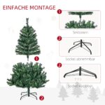 HOMCOM Künstlicher Weihnachtsbaum 120 cm mit 80 LED & Kugeln – Naturgetreuer Christbaum – Bild 7