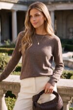 Arach&Cloz Wolle Blend Pullover Damen – Eleganter Strickpullover mit Rundhals – Bild 7