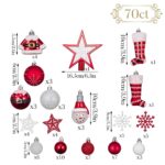 Valery Madelyn 70er Christbaumkugeln-Set Rot-Weiss – Bruchsicher Weihnachtsschmuck – Bild 3