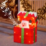 DELICHTER Selbstöffnende Weihnachtsgeschenkbox mit 48 LEDs, Musik & Bewegungssensor – 28×18×30 cm